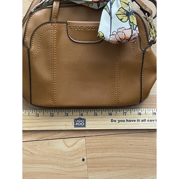 Steve Madden Brown Mini Dome Satchel Crossbody Bag w/ Floral Scarf - Picture 12 of 13